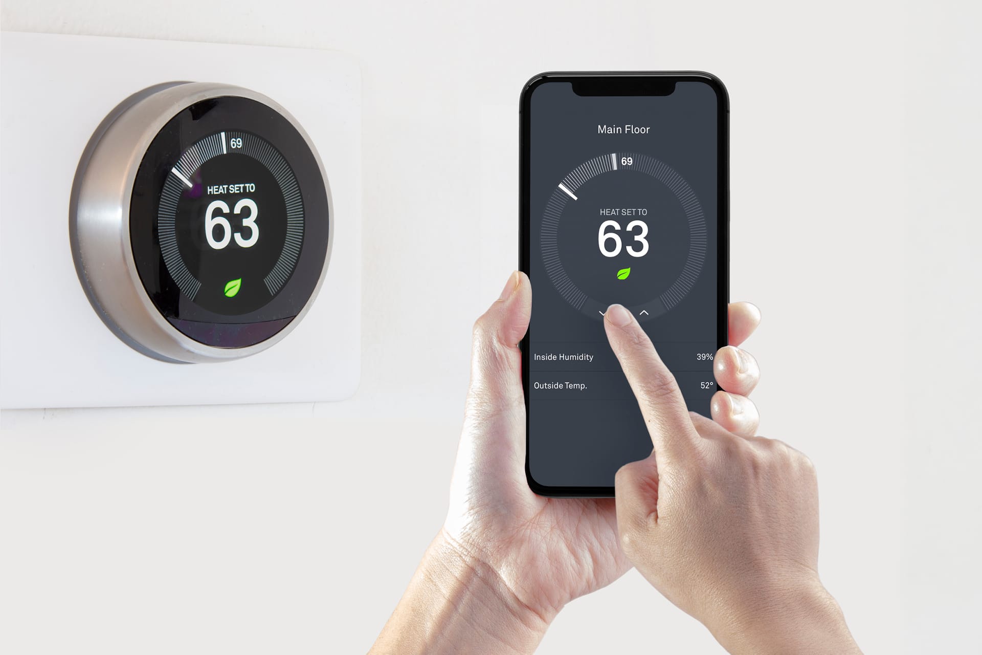 Google Nest smart thermostat on a wall